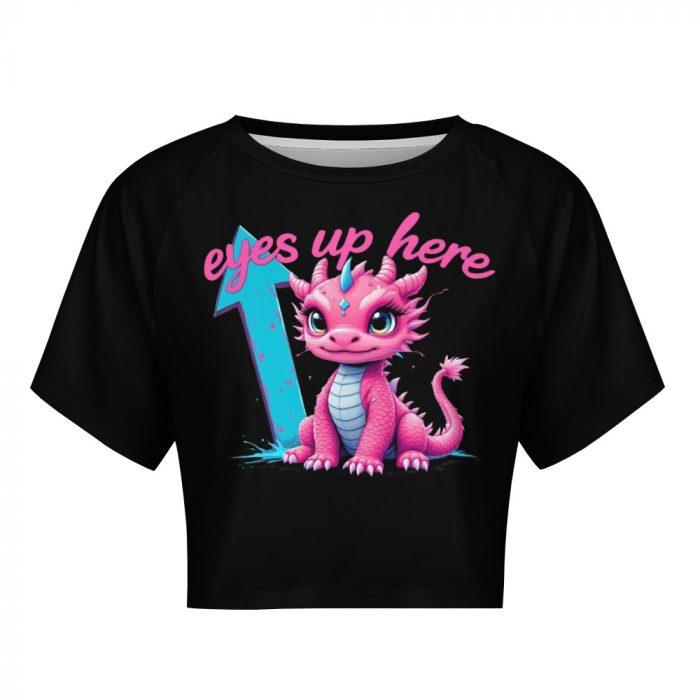 🐲Eyes Up Here Pink Dragon Crop Top – Muffin Town Collection - Image 8