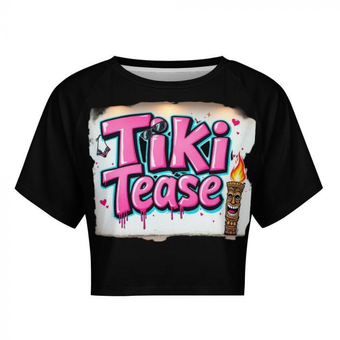 Tiki Tease Crop – Retro Wall Tag Edition Flirty Island Graffiti Tee - Image 8