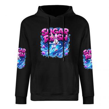 Sugar Rush Hoodie – Black Hoodie with Pink Bubble Lettering and Candy Bunny Graphic