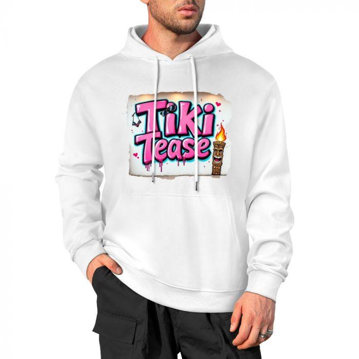 Tiki Tease Hoodie – Vintage Poster Graffiti Hoodie with Tiki Torch Graphic - Image 3