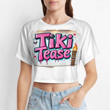 Tiki Tease Crop – Retro Wall Tag Edition Flirty Island Graffiti Tee