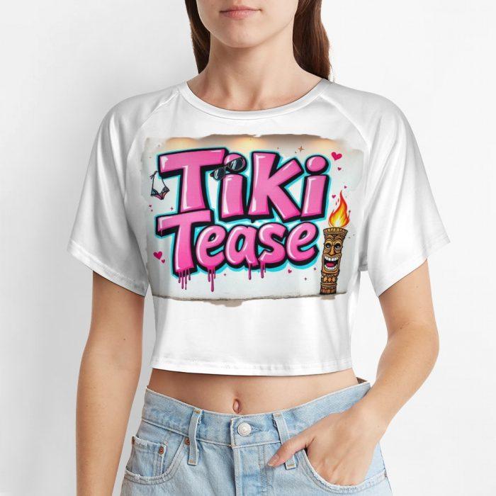 Tiki Tease Crop – Retro Wall Tag Edition Flirty Island Graffiti Tee