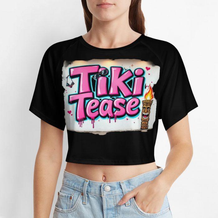 Tiki Tease Crop – Retro Wall Tag Edition Flirty Island Graffiti Tee - Image 6