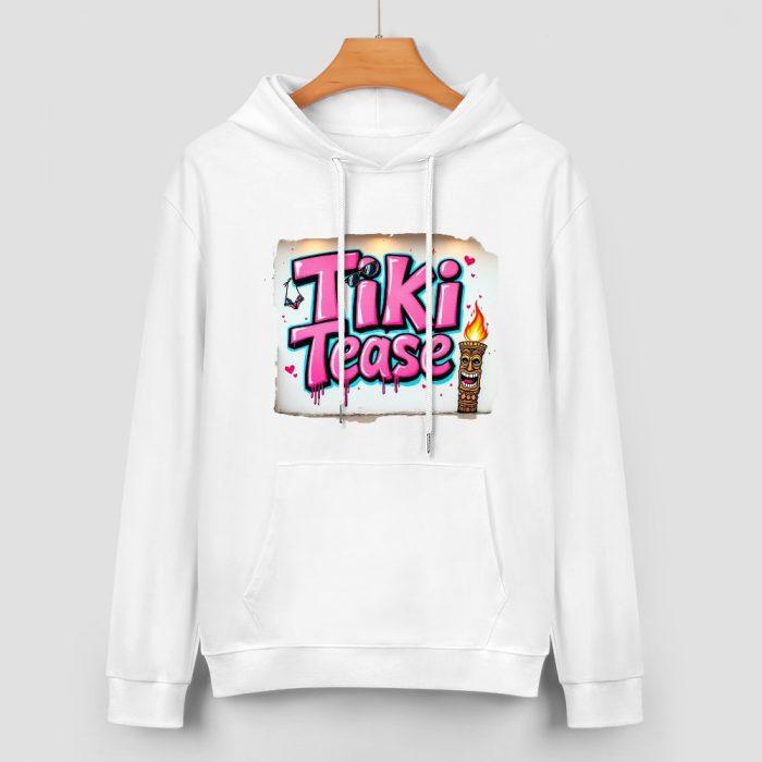 Tiki Tease Hoodie – Vintage Poster Graffiti Hoodie with Tiki Torch Graphic - Image 2