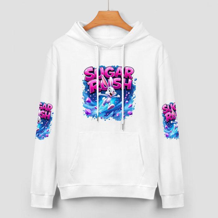 Sugar Rush Hoodie – Energetic Cartoon Bunny Hoodie with Neon Splash Graphics - Image 2
