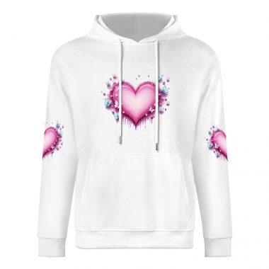 Triple Graffiti Heart Hoodie – Dripping Pink Heart and Butterfly Sleeve Hoodie