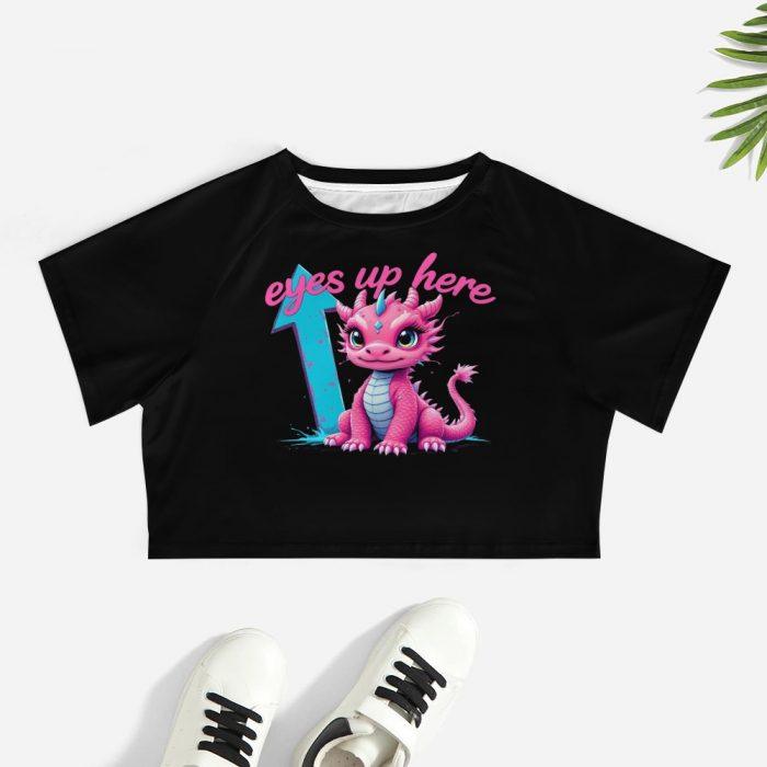 🐲Eyes Up Here Pink Dragon Crop Top – Muffin Town Collection - Image 7