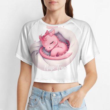 💤Nap Time Pink Dragon Crop Top – First Kiss Butterflies Collection
