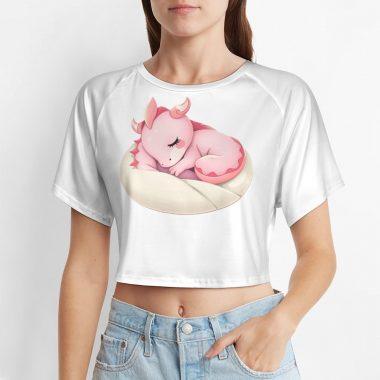 🩷Sleepy Pink Dragon Crop Top – First Kiss Butterflies Collection