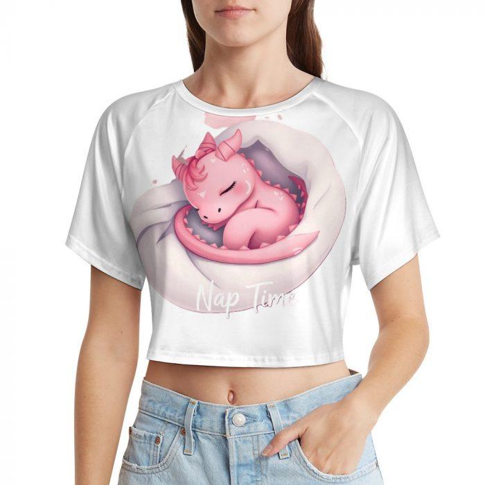 💤Nap Time Pink Dragon Crop Top – First Kiss Butterflies Collection - Image 5