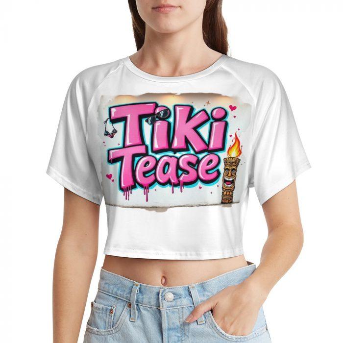 Tiki Tease Crop – Retro Wall Tag Edition Flirty Island Graffiti Tee - Image 5