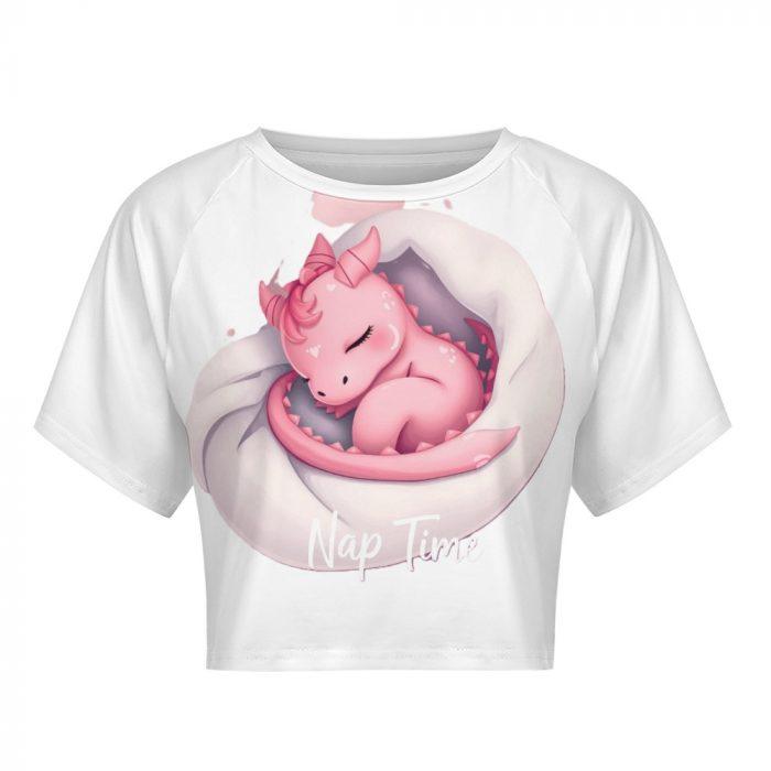 💤Nap Time Pink Dragon Crop Top – First Kiss Butterflies Collection - Image 3