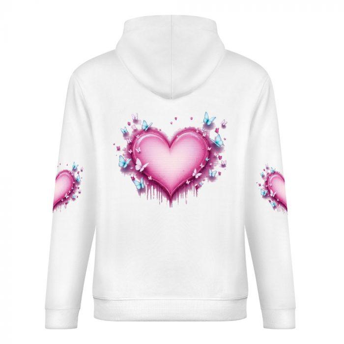 Triple Graffiti Heart Hoodie – Dripping Pink Heart and Butterfly Sleeve Hoodie - Image 6