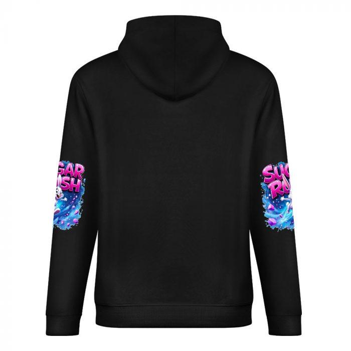 Sugar Rush Hoodie – Black Hoodie with Pink Bubble Lettering and Candy Bunny Graphic - Image 6