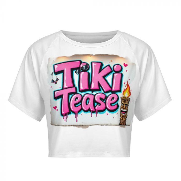 Tiki Tease Crop – Retro Wall Tag Edition Flirty Island Graffiti Tee - Image 3
