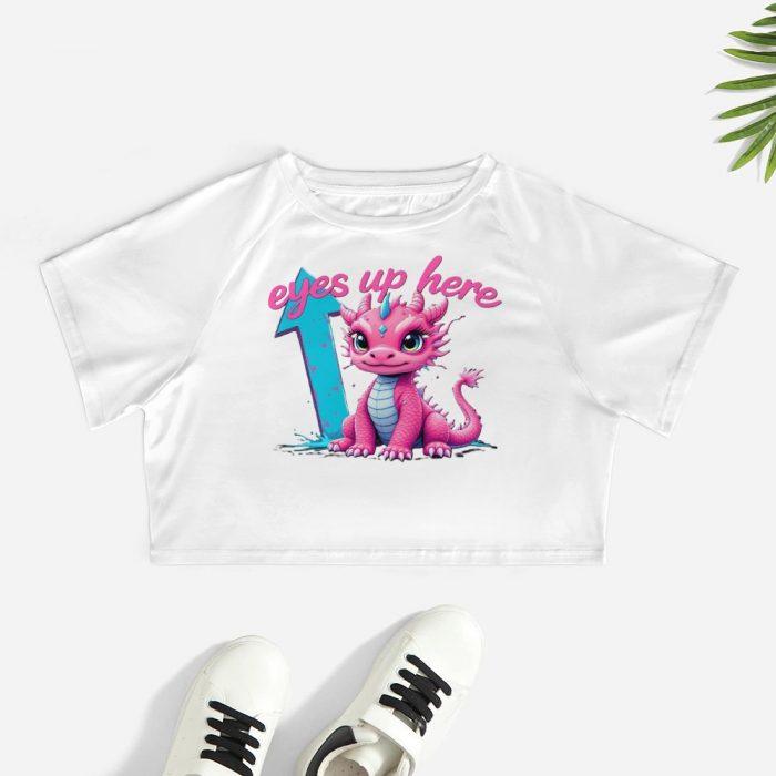 🐲Eyes Up Here Pink Dragon Crop Top – Muffin Town Collection - Image 2