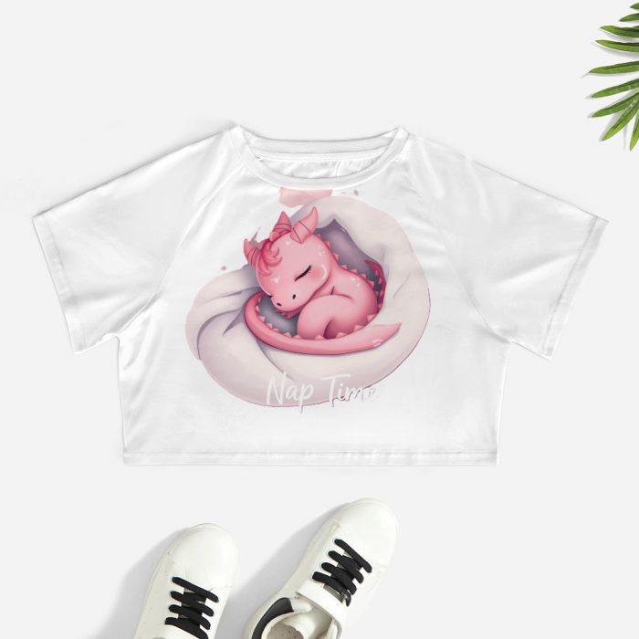 💤Nap Time Pink Dragon Crop Top – First Kiss Butterflies Collection - Image 2
