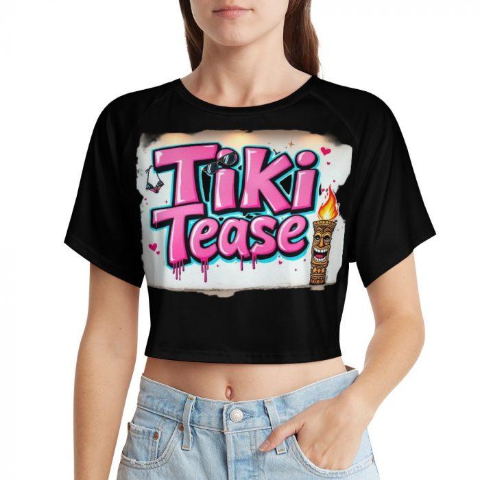 Tiki Tease Crop – Retro Wall Tag Edition Flirty Island Graffiti Tee - Image 10
