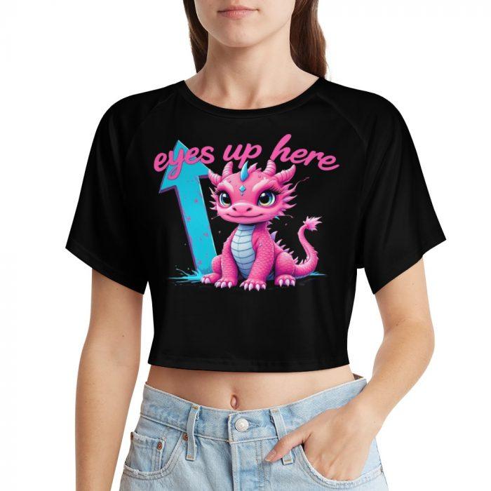 🐲Eyes Up Here Pink Dragon Crop Top – Muffin Town Collection - Image 10