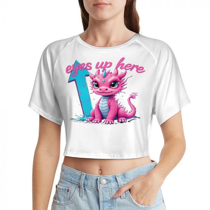 🐲Eyes Up Here Pink Dragon Crop Top – Muffin Town Collection - Image 5