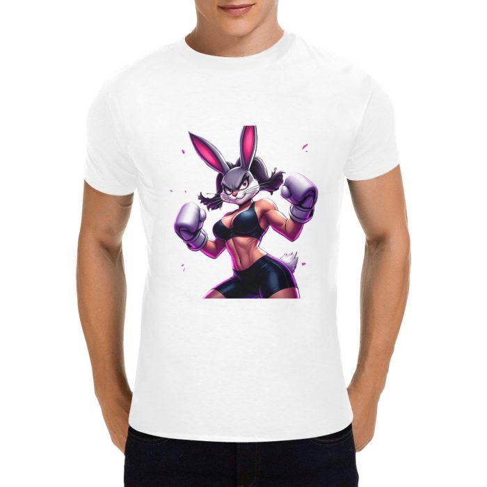Buff Bunny Boxer Graphic Tee – Fierce Flirty Fighter Shirt （Made in USA，Ships to USA Only）