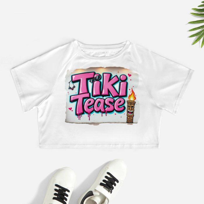 Tiki Tease Crop – Retro Wall Tag Edition Flirty Island Graffiti Tee - Image 2