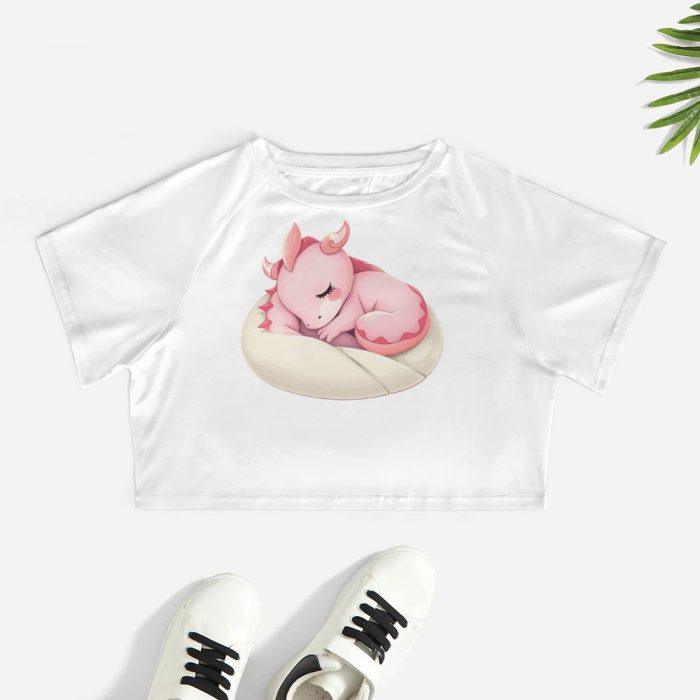🩷Sleepy Pink Dragon Crop Top – First Kiss Butterflies Collection - Image 2