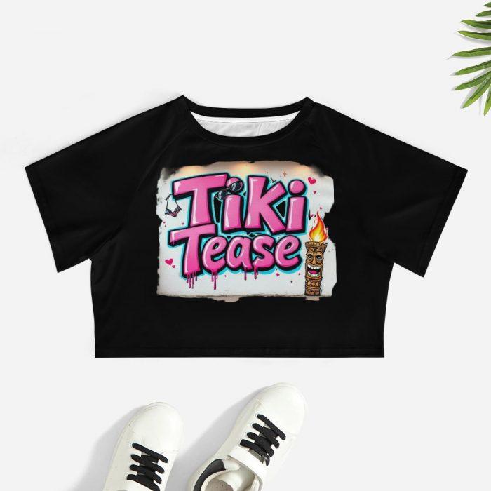 Tiki Tease Crop – Retro Wall Tag Edition Flirty Island Graffiti Tee - Image 7