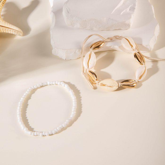 Color Contrasting Shells Hand-knitted Anklets - Image 5