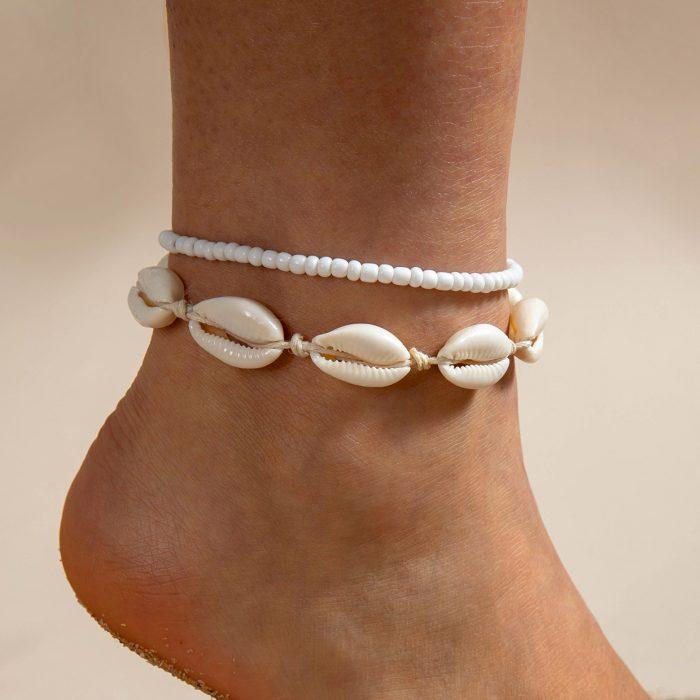 Color Contrasting Shells Hand-knitted Anklets - Image 7