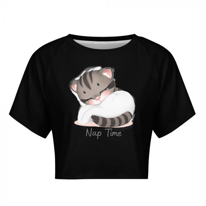 Nap Time Kitty Crop – Cozy Sleepy Cat Tee - Image 8