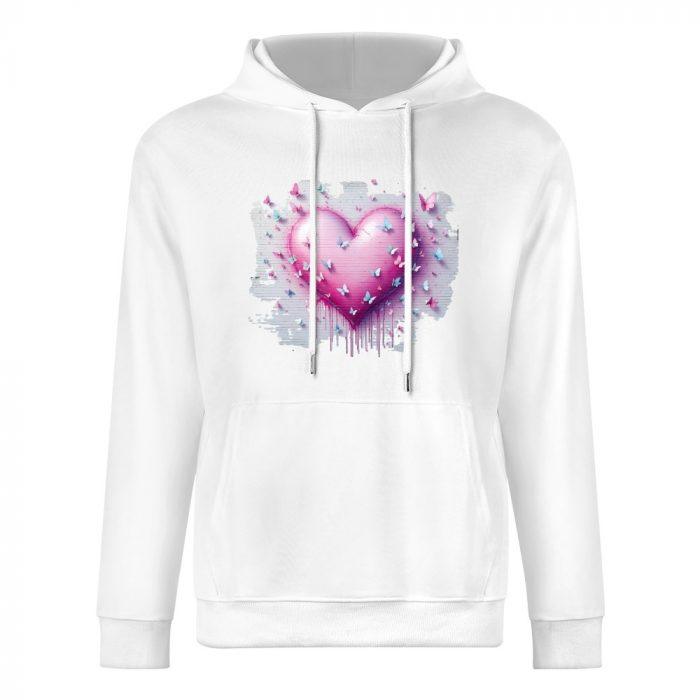 Dripping Graffiti Heart Hoodie – Pink Butterfly Street Art Hoodie for Girls