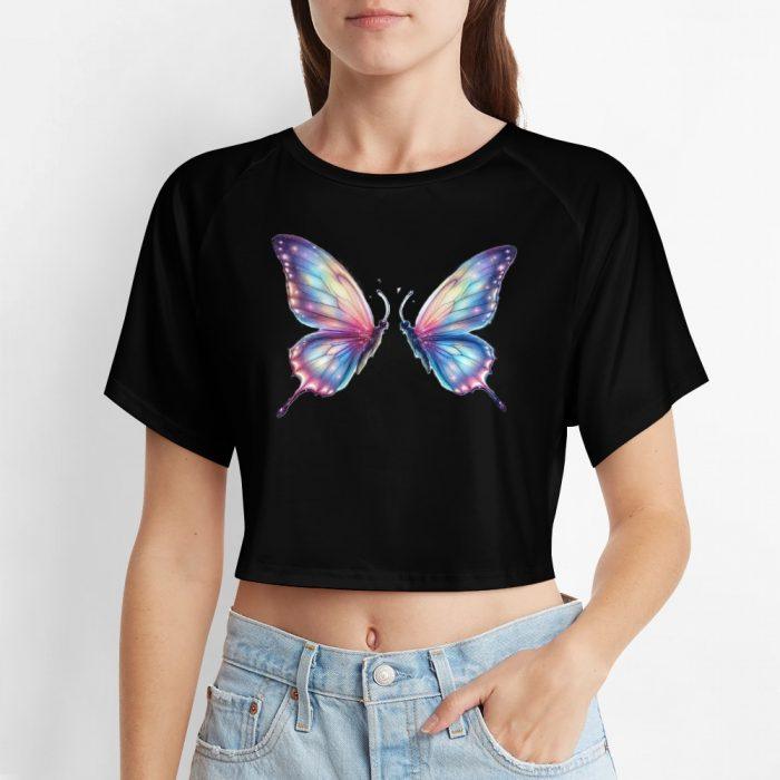 Rainbow Wings Butterfly Crop – Soft Gradient Dream Tee - Image 6