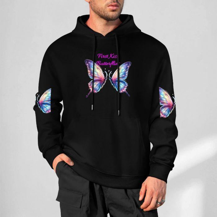 First Kiss Butterflies Hoodie – Black Hoodie with Pastel Butterfly Back Print and Sleeve Graphics - Image 5