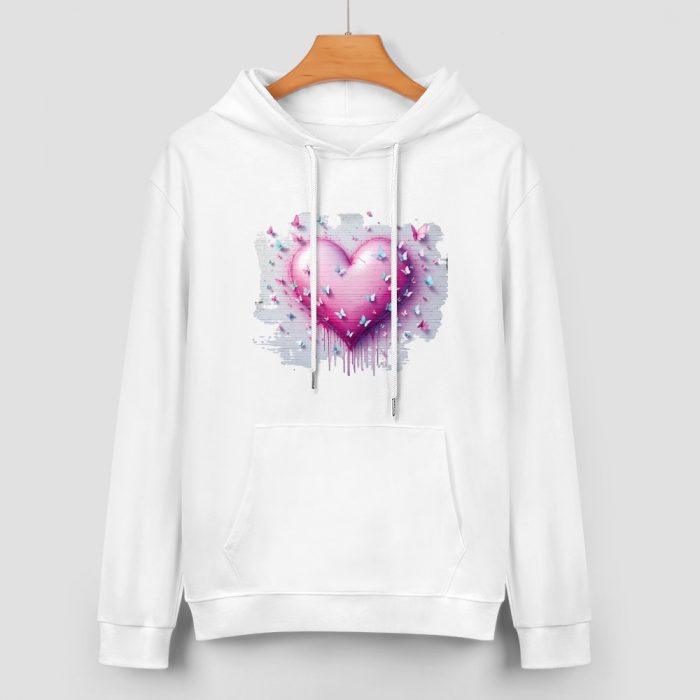 Dripping Graffiti Heart Hoodie – Pink Butterfly Street Art Hoodie for Girls - Image 2
