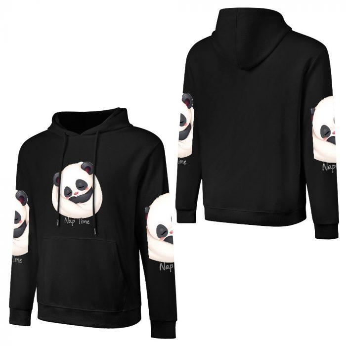 Nap Time Panda Hoodie – Black Hoodie with Sleeping Panda Graphic and Sleeve Prints - Image 3