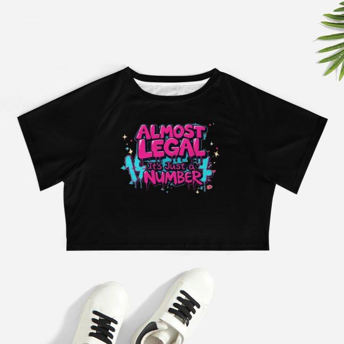 Almost Legal Crop – Aqua Flame “Just a Number” Tee - Image 7