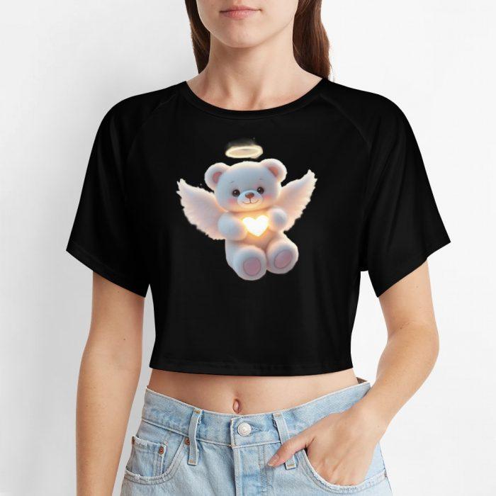 Blue Angel Teddy Crop – Soft Glow Heart Halo Tee - Image 6