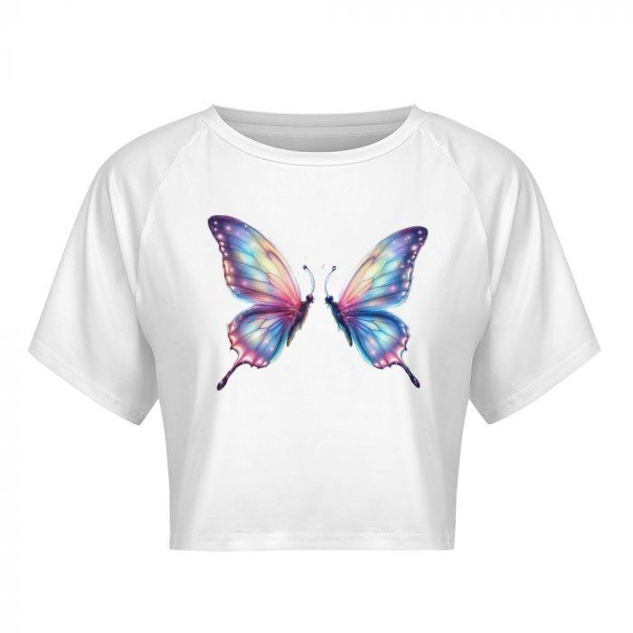 Rainbow Wings Butterfly Crop – Soft Gradient Dream Tee - Image 3