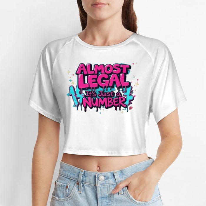 Almost Legal Crop – Aqua Flame “Just a Number” Tee