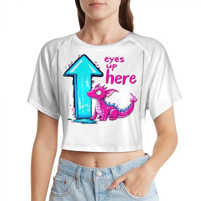 Eyes Up Here Crop – Pink Dragon Flirt Tee with Arrow Graphic - Image 5