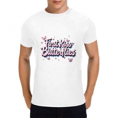 First Kiss Butterflies – Flutter Script Logo T-Shirt（Made in USA，Ships to USA Only）