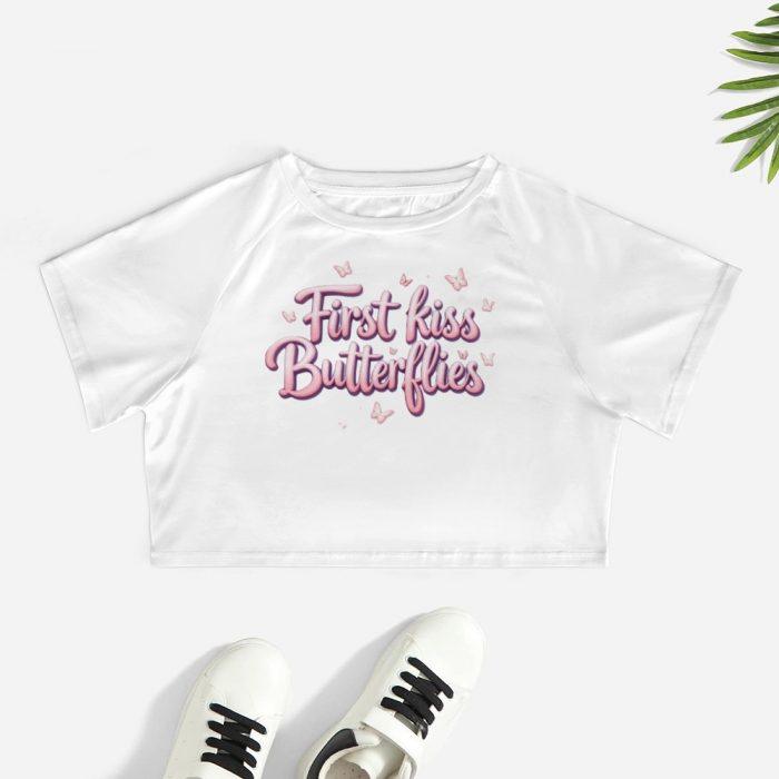 First Kiss Butterflies Crop – Soft Dreamcore Tee - Image 2