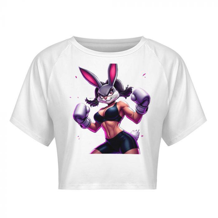 Kickbox Bunny Crop – Fierce Cartoon Fighter Tee - Image 3