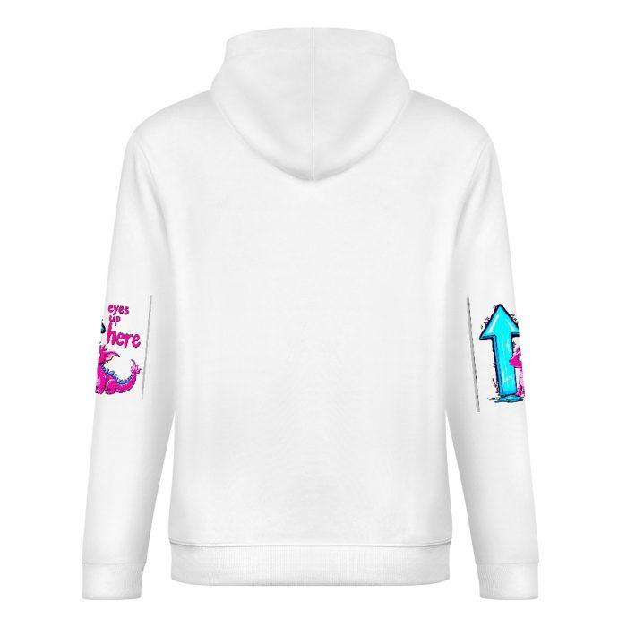 Eyes Up Here Hoodie – Funny Pink Dragon Hoodie with “Eyes Up Here” Graphic and Sleeve Prints - Image 6