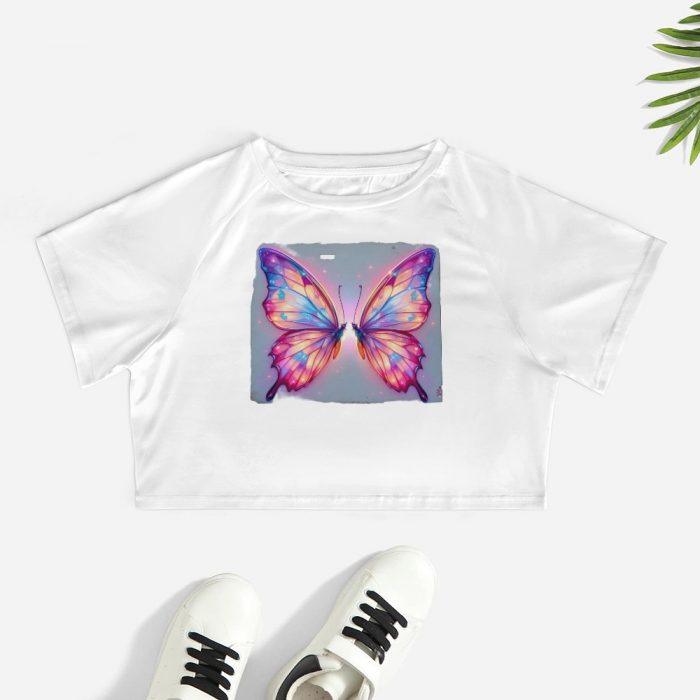 Radiant Mirror wing Crop – Vivid Glow Butterfly Tee - Image 2