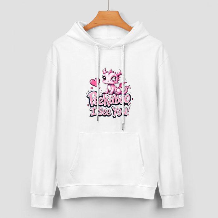 Peekaboo I See You Hoodie – Flirty Pink Cartoon Deer Graphic Hoodie for Girls - Image 2