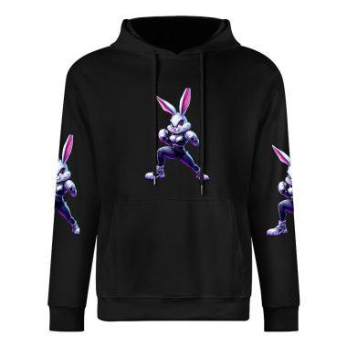Bad Bunny Hoodie – Black Hoodie with Tough Bunny Fighter Graphic and Sleeve Prints