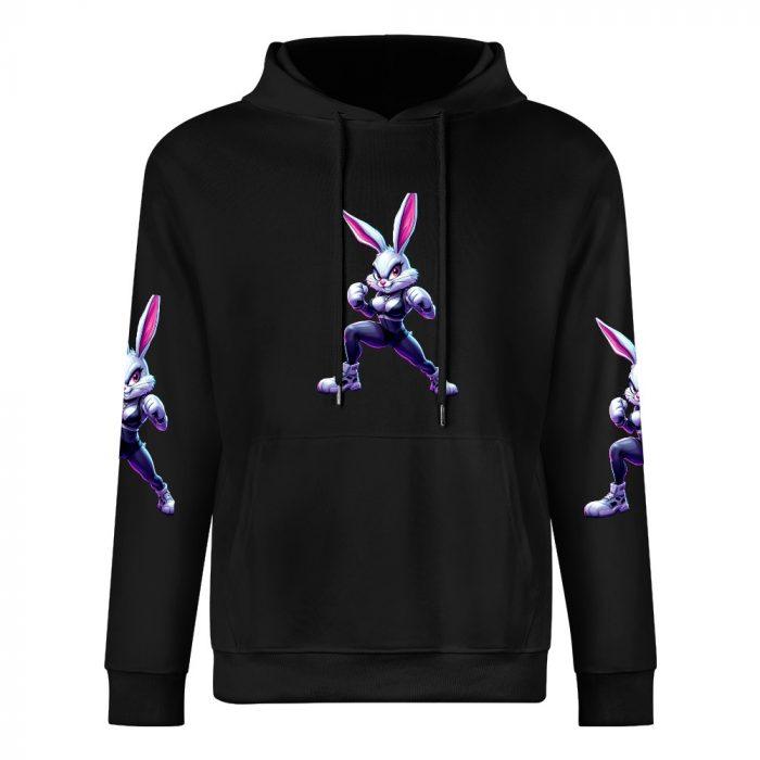 Bad Bunny Hoodie – Black Hoodie with Tough Bunny Fighter Graphic and Sleeve Prints