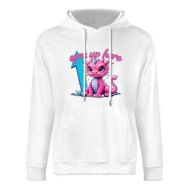 Eyes Up Here Hoodie – Cute Pink Baby Dragon Hoodie with Arrow and Sassy Script